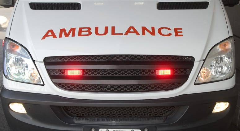 Front view of an ambulance