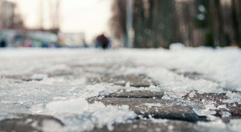 ice and snowon the road winter cold