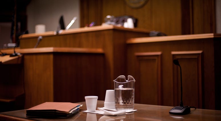 Photograph of a courtroom using shallow depth of field.
