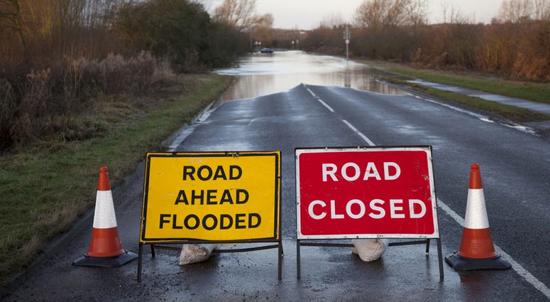 Road closed flooded