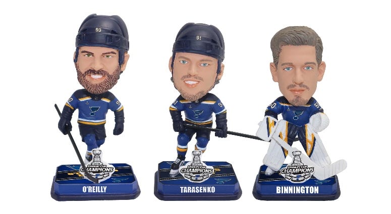 Set of 3 mini St. Louis Blues Bobbleheads