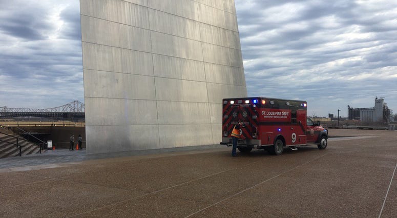 Arch worker injured ambulance pulls away from the Arch
