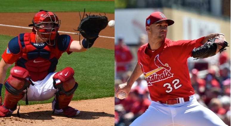 Cardinals players Carson Kelly and Jack Flaherty. Cardinals players Carson Kelly and Jack Flaherty.