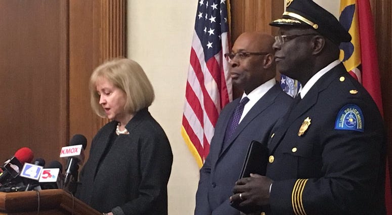 Mayor Lyda Krewson introducing St. Louis Police Chief, John Hayden Mayor Lyda Krewson introducing St. Louis Police Chief, John Hayden