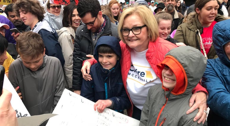 Missouri Sen. Claire McCaskill at the "March for Our Lives" in Downtown Sat. March 24, 2018. Courtesy: Claire McCaskill via Twitter