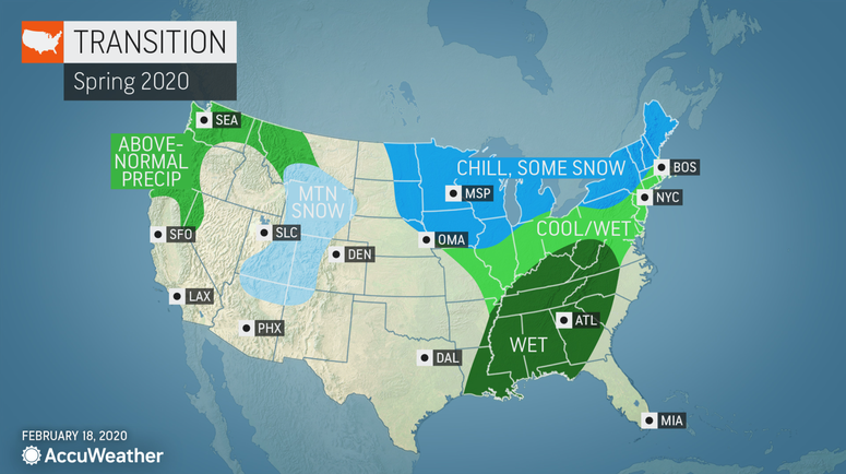 Long-range Spring forecast from AccuWeather - Temperatures