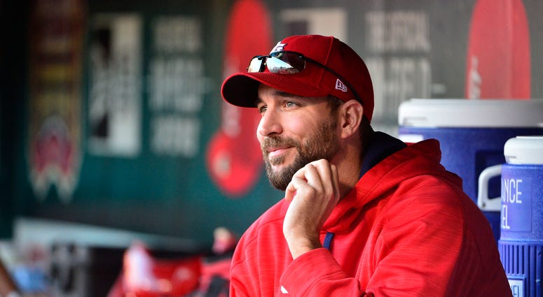 Adam Wainwright sits in the St. Louis Cardinals dugout Adam Wainwright sits in the St. Louis Cardinals dugout