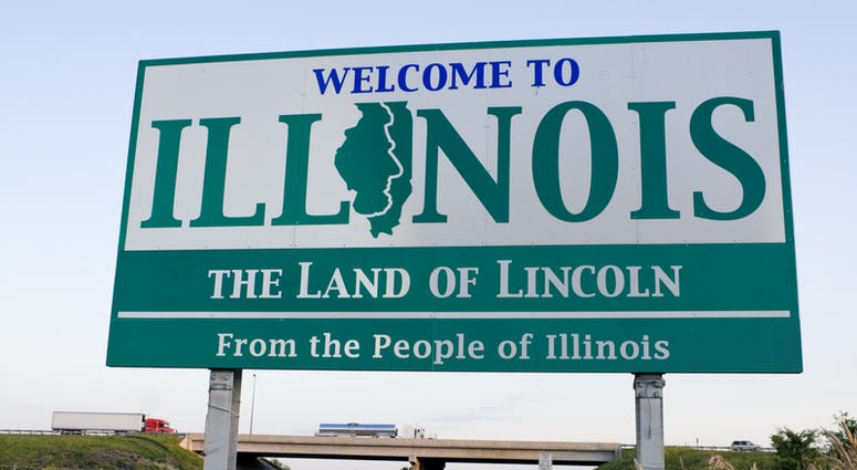 Illinois Welcome Sign - spring time