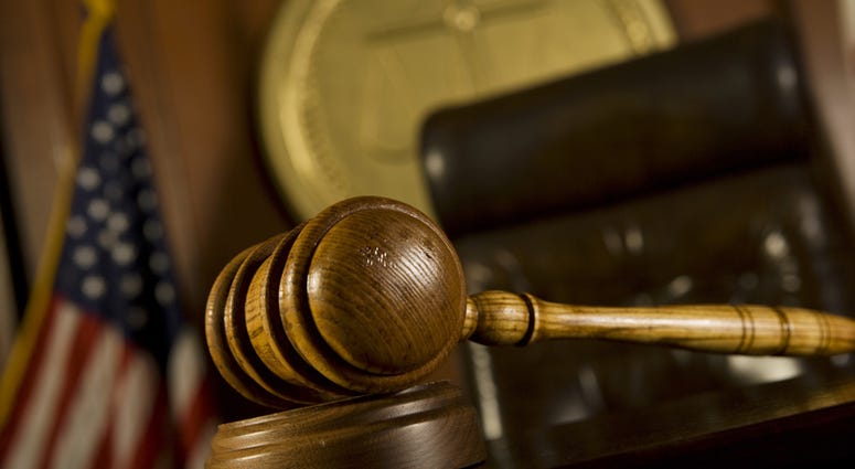 court room Closeup of gavel in court room