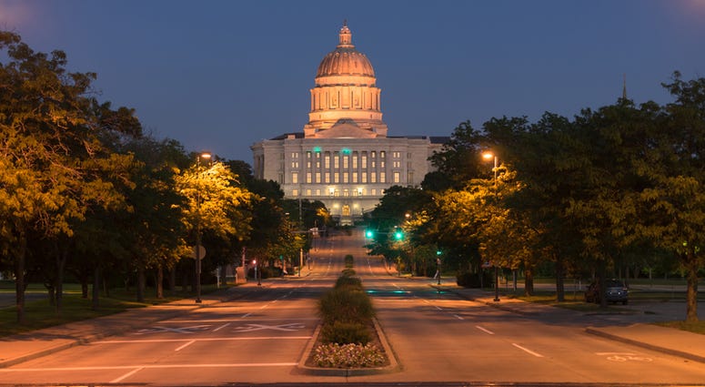 Missouri capitol building, Jefferson City West Main Street leads right to the Capital in Jefferson City