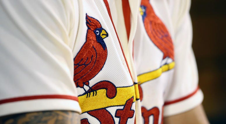 St. Louis Cardinals' birds on the bat logo on uniform St. Louis Cardinals' birds on the bat logo on uniform