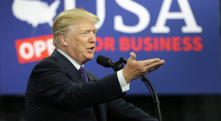 Feb. 5, 2018; Blue Ash, OH, USA; President Donald Trump tours and speaks at Sheffer Corporation.