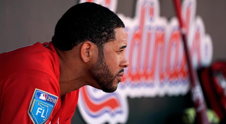 Tommy Pham sits in the St. Louis Cardinals dugout. Tommy Pham sits in the St. Louis Cardinals dugout.