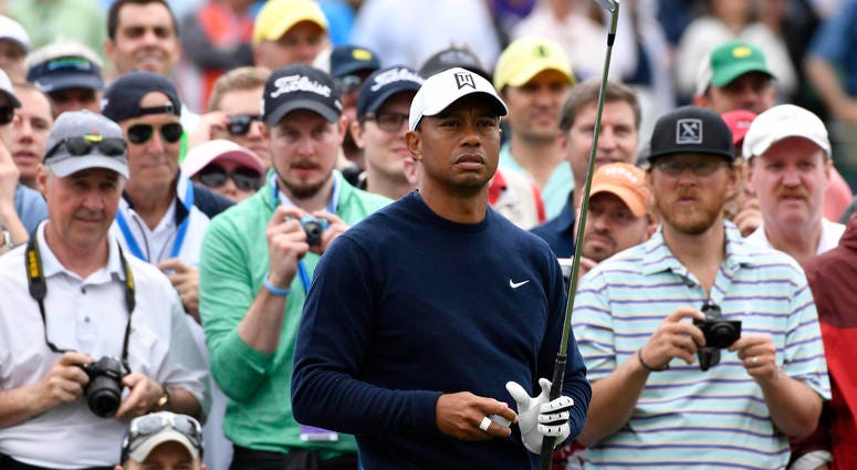 Tiger Woods on the 3rd tee during a practice round for the Masters golf tournament at Augusta National Golf Club. Tiger Woods on the 3rd tee during a practice round for the Masters golf tournament at Augusta National Golf Club.