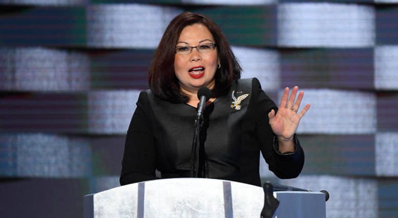 Jul 28, 2016; Philadelphia, PA, USA; Rep. Tammy Duckworth, (D-IL), speaks during the 2016 Democratic National Convention at Wells Fargo Center.
