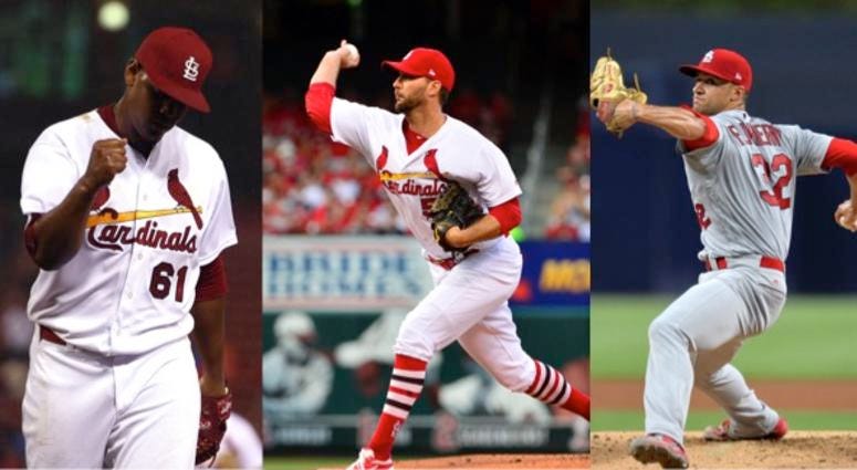 Cardinals pitchers Alex Reyes, Alex Wainwright and Jack Flaherty Cardinals pitchers Alex Reyes, Alex Wainwright and Jack Flaherty