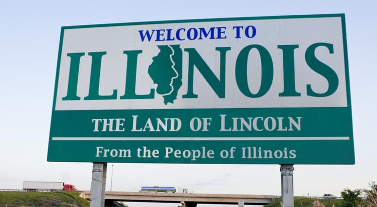 Illinois Welcome Sign - spring time