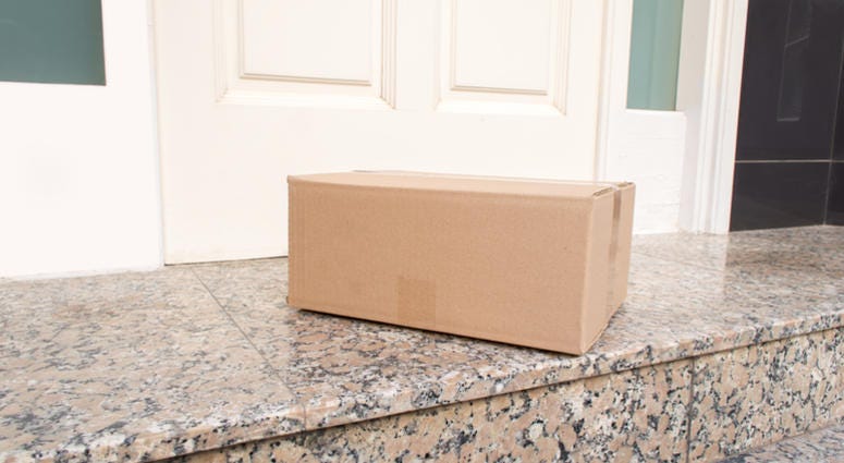 package Carton box on the floor of entry of the house