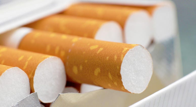 Macro shot of cigarette pack
