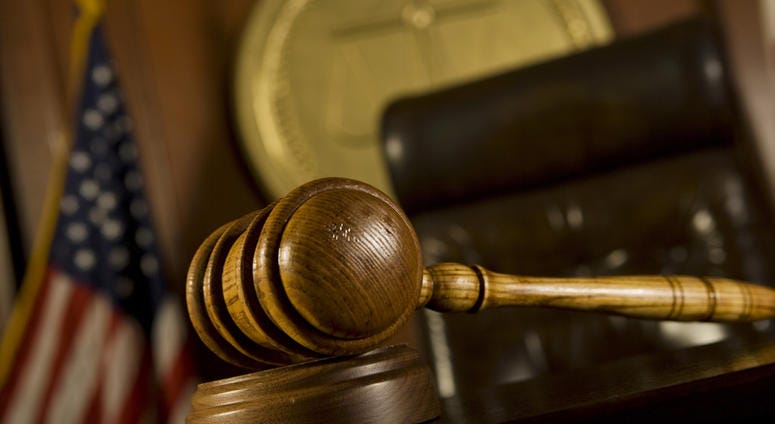 court room Closeup of gavel in court room