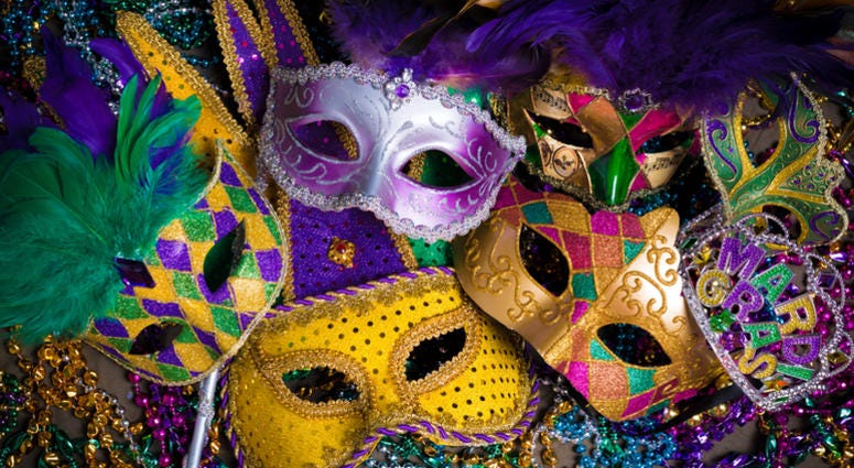 Mardi Gras mardi gras beads and masks
