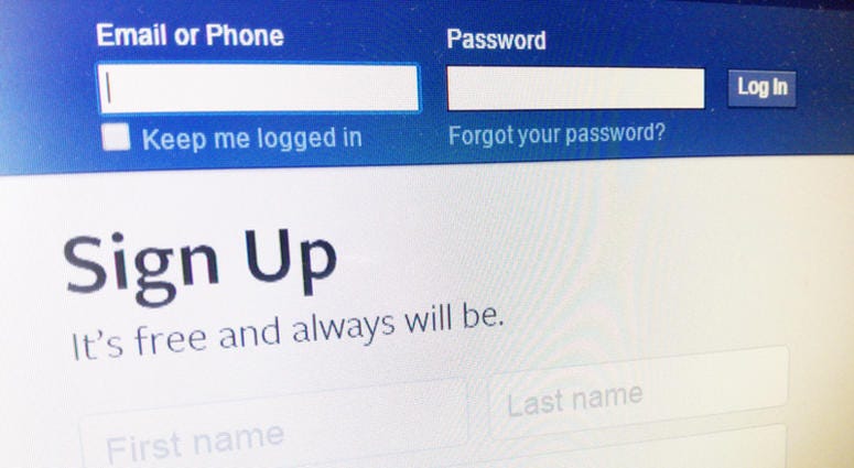 Facebook Facebook home login page on computer screen.
