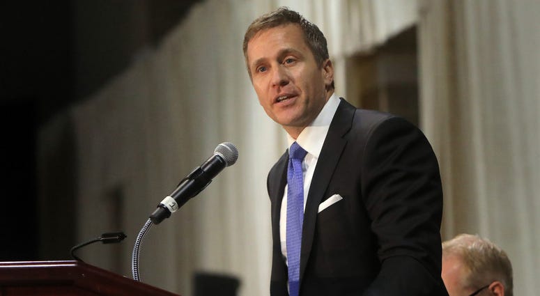 Gov. Eric Greitens delivers the keynote address at the St. Louis Area Police Chiefs Association 27th Annual Police Officer Memorial Prayer Breakfast on April 25, 2018, at the St. Charles Convention Center.