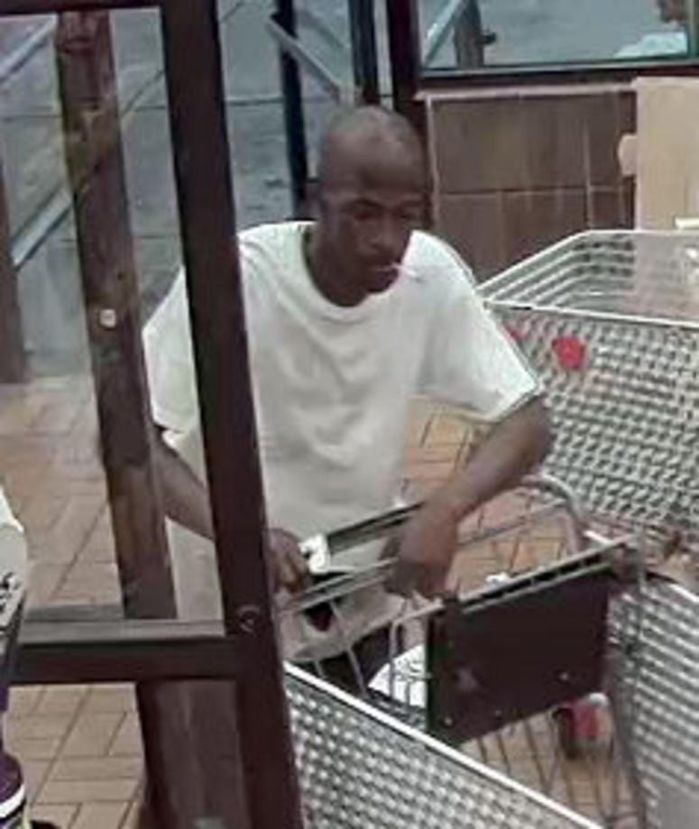 Surveillance Suspect CWE A surveillance image of a man police believe is behind three robberies in St. Louis from June 12 to June 17, 2018.