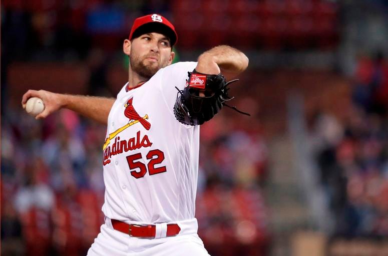 St. Louis Cardinals starting pitcher Michael Wacha throws St. Louis Cardinals starting pitcher Michael Wacha throws