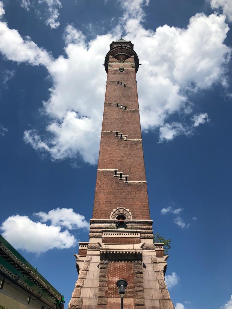 The "Red Tower" at Bissell and Blair in College Hill/North St. Louis. Photo by D. Monterrey The "Red Tower" at Bissell and Blair in College Hill/North St. Louis. Photo by D. Monterrey
