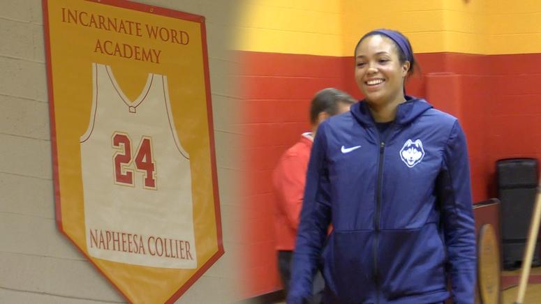 Napheesa Collier has her number retired at IWA. Napheesa Collier has her number retired at IWA.