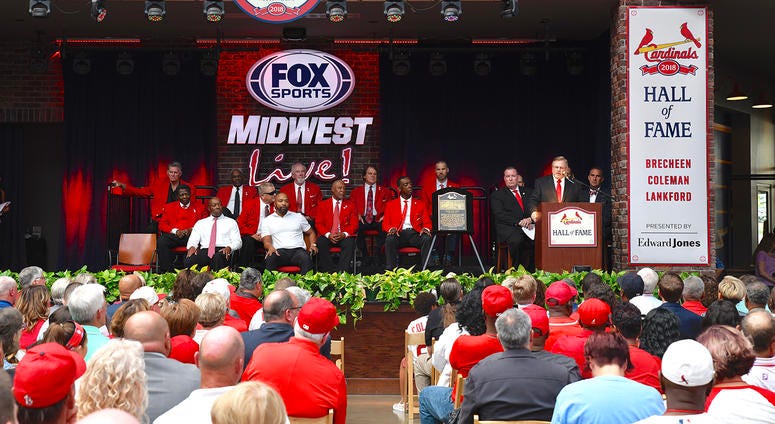 From the St. Louis Cardinals 2018 Hall of Fame induction ceremony at Ballpark Village. From the St. Louis Cardinals 2018 Hall of Fame induction ceremony at Ballpark Village