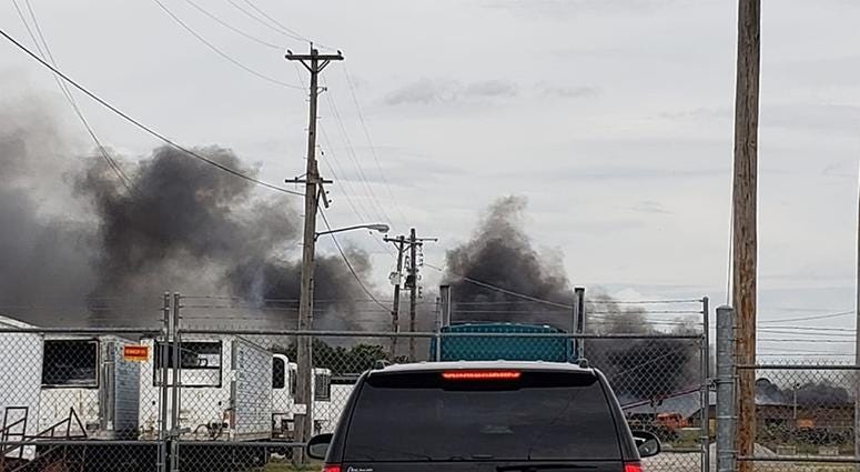 A fire at Grossman Iron and Steel seen September 22, 2019