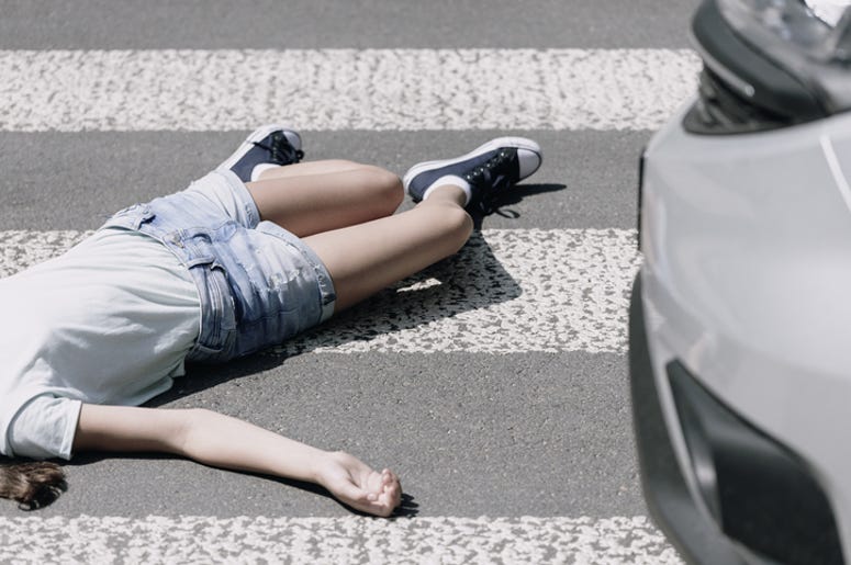 Automovilista Atropella A Niño Y Se Da A La Fuga High angle on a child on a crosswalk hit by a car
