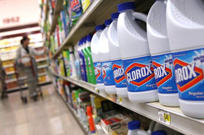 bleach, cleaning supplies