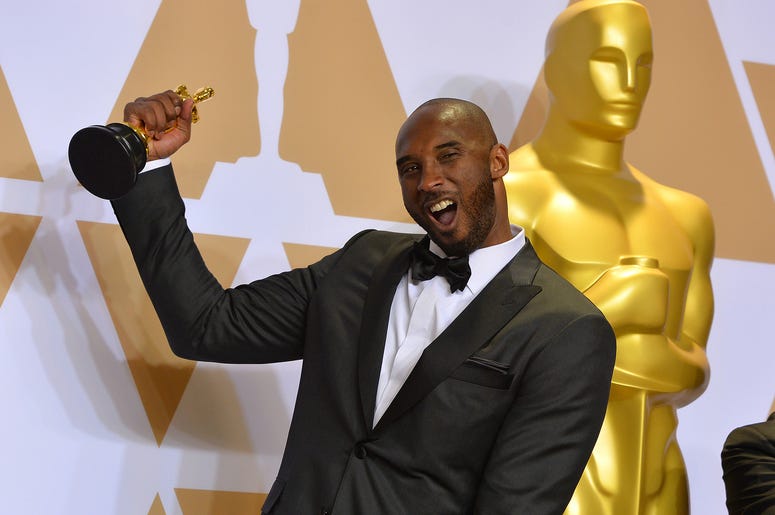 Animated Short winner, "Dear Basketball," Kobe Bryant backstage at the 90th Academy Awards ceremony on Sunday, March 4, 2018 in Hollywood, Calif. (Photo by Scott Varley/TNS/Sipa USA)