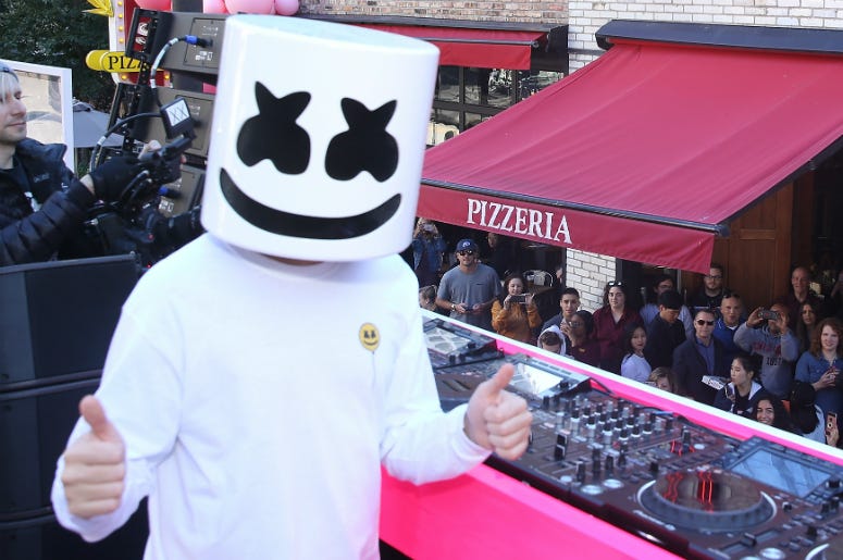 Marshmello Marshmello attends Victoria's Secret PINK And Marshmello Team Up For 'PINK Loves Chicago' event on September 22, 2018 in Chicago, Illinois.