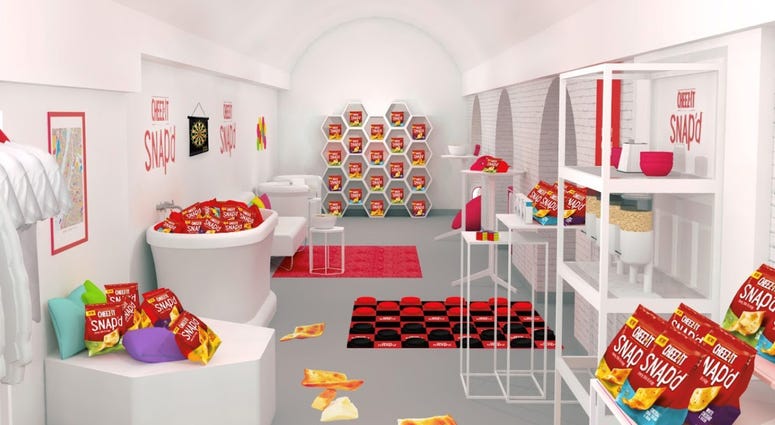 The Cheez-It bunker full of boxes of snacks