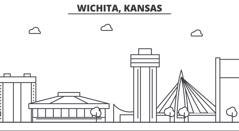 Wichita architecture line skyline illustration