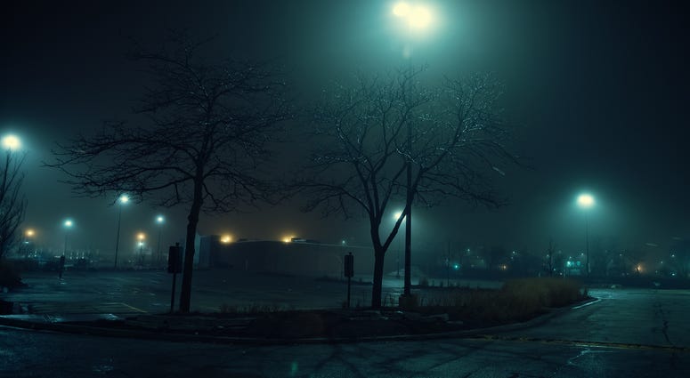 shopping center parking lot night