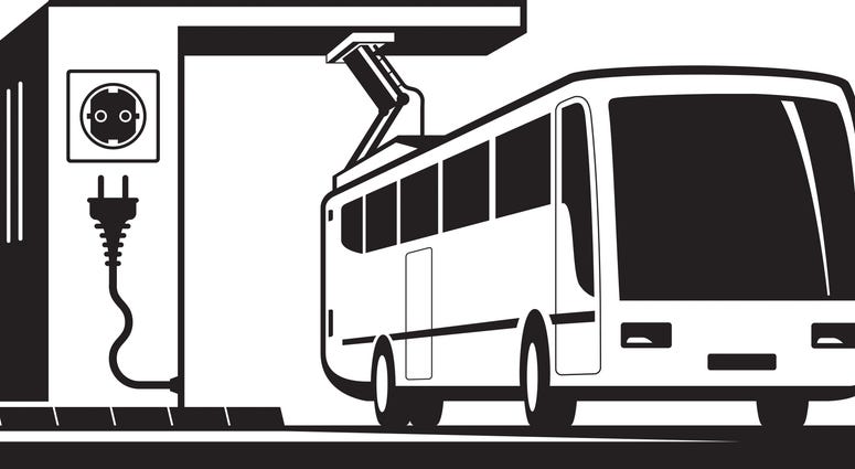 Illustration - electric bus charging station