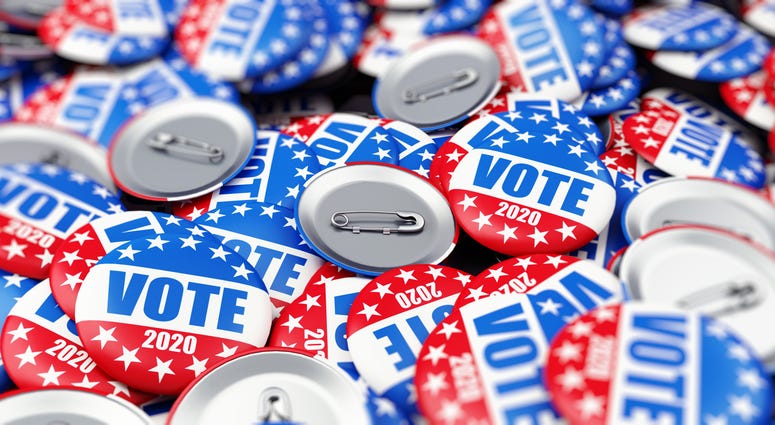 vote election badge button for 2020 background