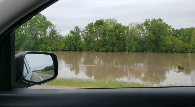 Flooding of Cottonwood River near Emporia, Kansas: May 2019