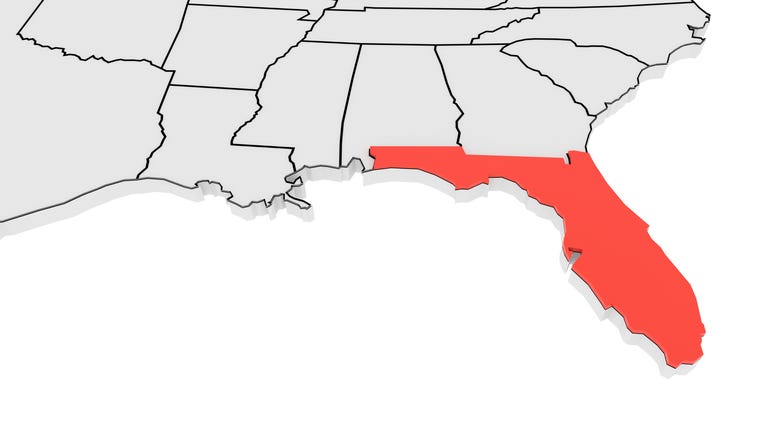 Florida highlighted on 3D map