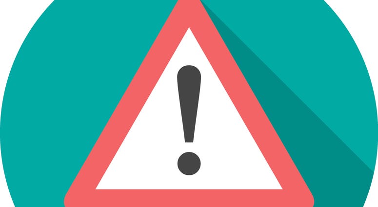 Attention sign icon with long shadow