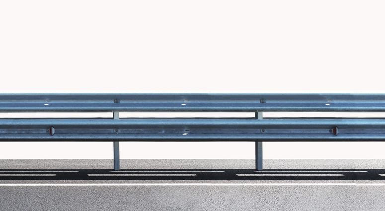 Guard rail panorama isolated on white background