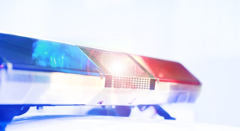 Red and blue light flasher of a police car