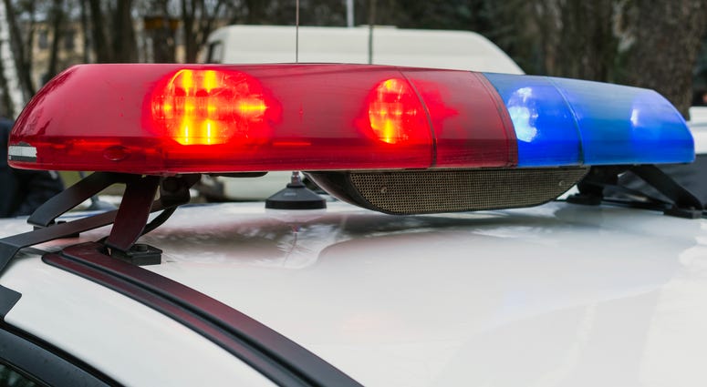 Red and blue police car lights