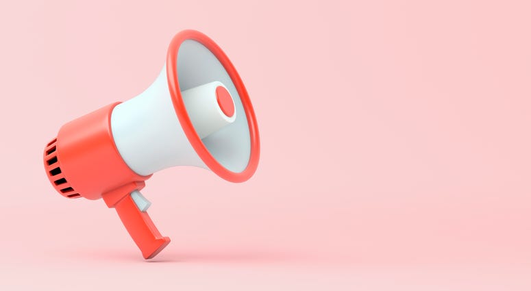 Single red and white electric megaphone