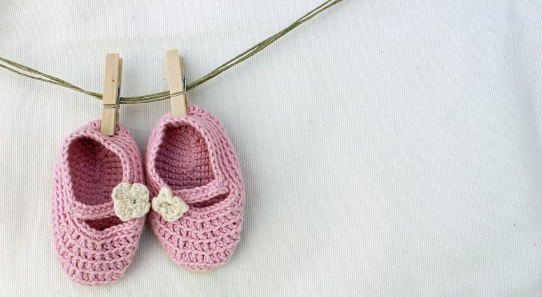 Knitted pink baby sandals